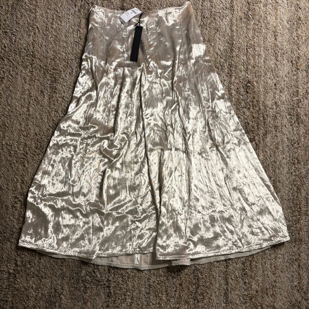 House of Harlow MSRP $215 NWT Shimmering Silver Midi Skirt